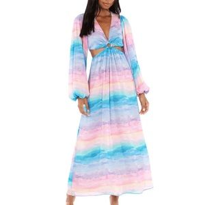 SHOW ME YOUR MUMU
GO OUT CUT OUT MAXI DRESS - color MUmaid Waves